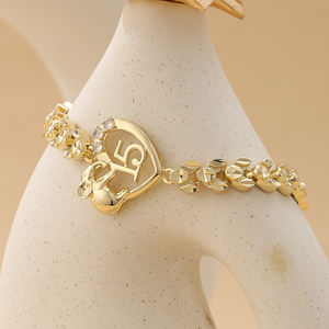 <span class=keywords><strong>Bracelet</strong></span> en or 14 carats exceptionnel, mignon, en forme de cœur d'éléphant, pour filles, adultes, cérémonie, confirmation, cadeau pour les 15 <span class=keywords><strong>ans</strong></span>, <span class=keywords><strong>bracelet</strong></span> de majorité - Product Image 4