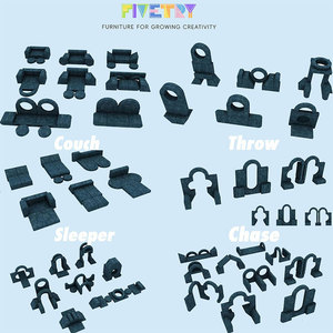 Giving Tree Children's Modular <b>Sofa</b> Set 43x16.5 Inch Pink Playroom Furniture For Toddlers And <b>Kids</b> Age 3+ - Product Image 2