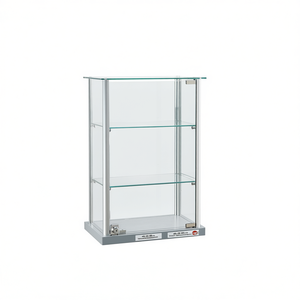 Vitrine de comptoir encadrée en aluminium 40x25x60cm gris clair avec verre trempé et porte verrouillable - Product Image 2