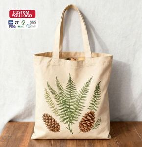 Custom Printed Durable Reusable <b>Large</b> Capacity Cotton <b>Canvas</b> Grocery Shopping <b>Bags</b> Zipper Closure Eco-Friendly Handbags (Custom - Product Image 3