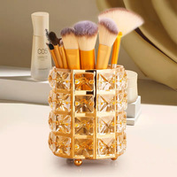 Porte-stylo et porte-pinceaux de maquillage en cristal doré de luxe, forme de fruit, moderne, multifonctionnel, cadeau d'anniversaire