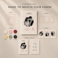 Suite de papeterie de mariage dessinée à la main, cartes personnalisées en papier photo pour les invitations Save the Date, RSVP et remerciements