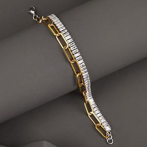 Pulseras de circonita cúbica con incrustaciones, cadena de eslabones, dijes, accesorios de joyería con chapado en oro PVD - Product Image 5