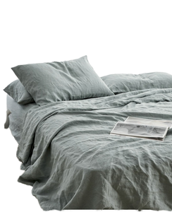 Simple <strong>Blue</strong> Stonewashed Woven Bedding Set Quilt and Duvet <strong>Cover</strong> - Product Image 2