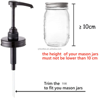 Tarro de vidrio Mason de 500ml para jarabe de arce con bomba dosificadora y etiqueta, ideal para cafeterías, tiendas de té con leche, panaderías y pastelerías.