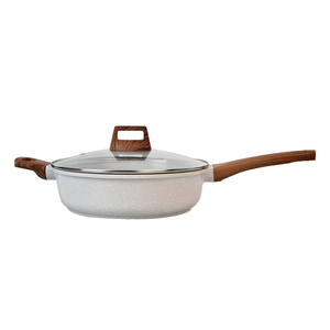 Casseroles antiadhésives <span class=keywords><strong>en</strong></span> <span class=keywords><strong>aluminium</strong></span> coulé de style classique, pot à soupe divisé avec manche <span class=keywords><strong>en</strong></span> bois - Product Image 1