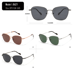 Lunettes de soleil Cat Eye à monture complète, monture argentée, verres gris, unisexe, adulte, protection solaire UV400 - Product Image 3