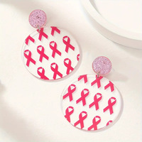 Boucles d'oreilles clous en acrylique rose pour femmes et filles, sensibilisation au cancer du sein, vente en gros LC20260219