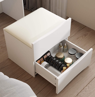 Coiffeuse blanche moderne avec miroir LED et tabouret de rangement – Table de maquillage compacte en gros pour petite chambre ou appartement
