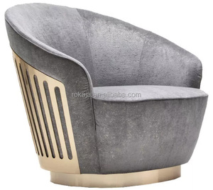 Sillón de Lujo, Sofá con Estructura de Acero Inoxidable Dorado, <span class=keywords><strong>Diseño</strong></span> de Corona, Sillón <span class=keywords><strong>Reclinable</strong></span> para Sala de Estar, Hotel, Villa u Oficina - Product Image 3
