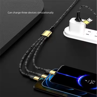 Câble de données tressé multifonction 5-en-1 USB-C PD 3.1 100W, plaqué or, charge rapide, super câble de chargeur Type-A, vente en gros