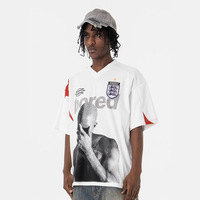 T-shirt personnalisé pour homme, col en V, manches courtes, coupe ample, en maille respirante, séchage rapide, impression DTG, motif lettres, style sportif, coupe carrée, OEM