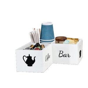 Caja de almacenamiento para barra de café, organizador de escritorio de madera con múltiples compartimentos para bolsitas de té, cápsulas de café y artículos esenciales de cocina - Product Image 2