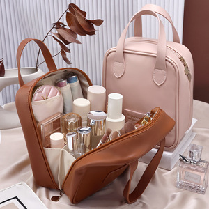 Luxury Lady <b>Makeup</b> Organizer Female Toiletry Kit Make up <b>Case</b> Storage Pouch PU Soft Handle Portable Cosmetic Bag for Travel - Product Image 1