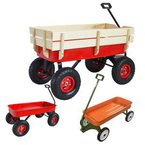 Carro <span class=keywords><strong>de</strong></span> acero clásico para niños, carro <span class=keywords><strong>de</strong></span> <span class=keywords><strong>madera</strong></span> para playa, jardín, patio, carro infantil <span class=keywords><strong>con</strong></span> rueda neumática todo terreno - Product Image 2