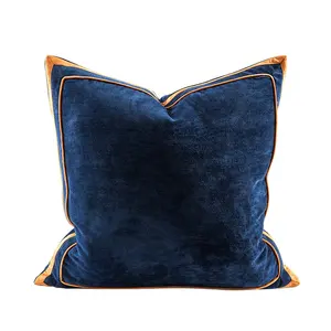 Throw Pillow Cases Stitching Edges Solid Dyed Soft Chenille Big Cushion Covers for Couch Sofa Home Farmhouse 60*60CM 24*24