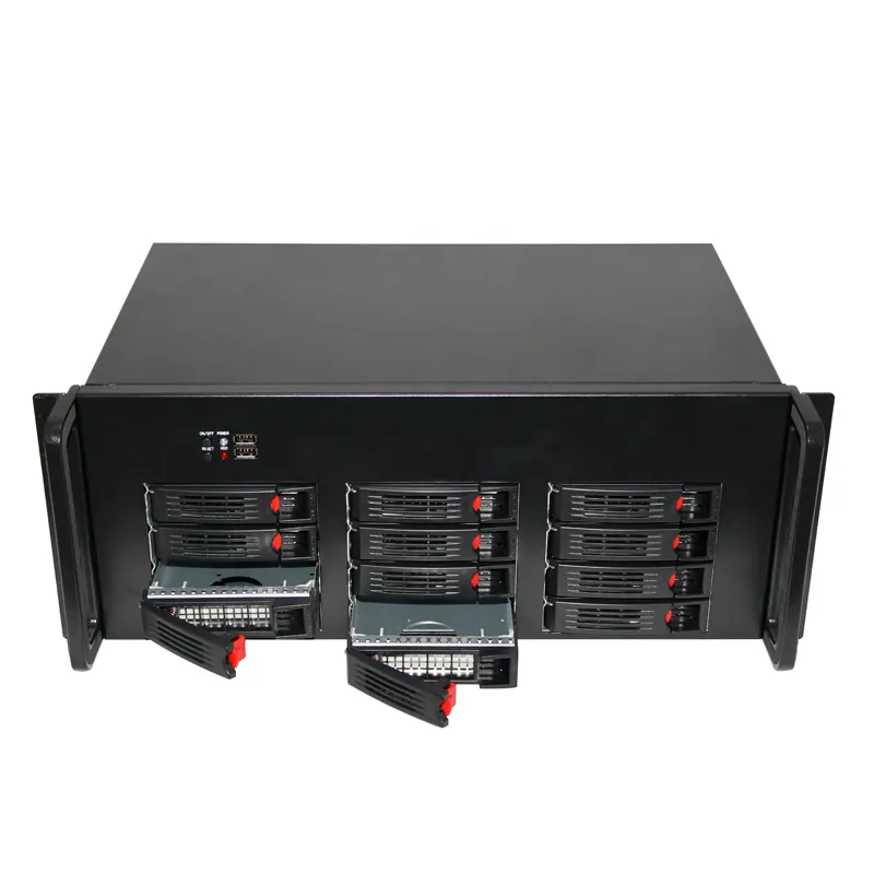 4U 19 นิ้ว Rackmount สั้นกรณี 12bay hotswap server storage สำหรับ IPFS แชสซี