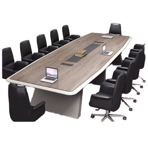 Modern Simple Long Conference Table Chair Set Stainless Steel Panel Wood Style for Small Training Negotiation Conference <strong>Room</strong> - Product Image 1