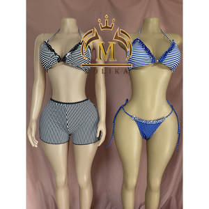 Cute Holiday Women Beachwear Stripes Backless Bra Bikini Bathing <strong>Suits</strong> <strong>Sexy</strong> 3 Piece Bathing <strong>Suit</strong> Bikini Glam for Women Fashion - Product Image 3