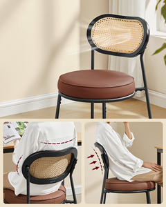 <span class=keywords><strong>VASAGLE</strong></span> <span class=keywords><strong>Chaises</strong></span> de cuisine en rotin avec structure en métal et assise rembourrée Lot de 2 <span class=keywords><strong>chaises</strong></span> de salle à manger en similicuir - Product Image 2