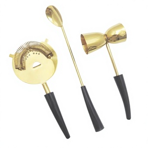 Stainless Steel Gold <b>Bar</b> <b>Tool</b> Set with Horn Handle – Premium Bartender Accessories and Cocktail Strainer Kit for Professional - Product Image 1