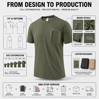 Vêtements décontractés pour hommes T-shirt en jersey léger de haute qualité Design solide avec poche zippée Motif vierge à manches courtes