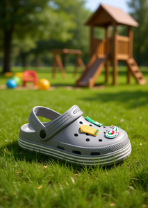 Sandali Zoccoli per Bambini con Spille Animatrici, Taglia 22, Estivi, Tomaia in Plastica, Suola in EVA, Modello Slip-On, Punta Rotonda, Senza Tallone, Fantasia Tinta Unita - Product Image 2