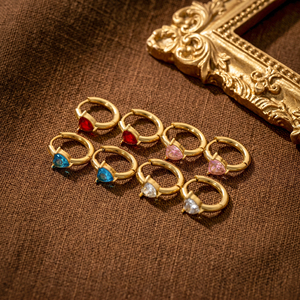 QIAOREN 12186-89 Pendientes de <span class=keywords><strong>Aro</strong></span> Minimalistas con Corte de Lágrima Coloridos, Chapados en Oro de 18K, de Acero Inoxidable, para Fiesta, Modernos, para Mujer - Product Image 3