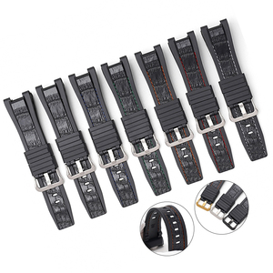 Correas de reloj de goma TPU con patrón de <span class=keywords><strong>cuero</strong></span> grabado 13mm * 26mm con correas de reloj de mano Stitch para la serie <span class=keywords><strong>Casio</strong></span> GST - Product Image 1