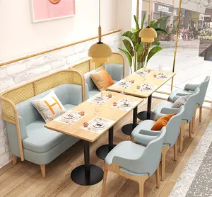 Weseat Factory Direct Sales Modern Restaurant Dining Furniture Rattan Back Chair Coffee Shop Leather Sofa Booth Seating