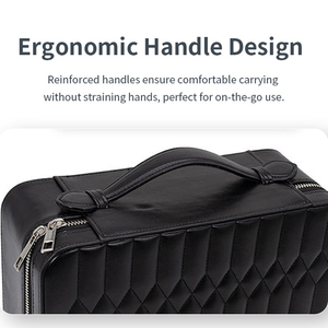 <strong>Zipper</strong> Travel Jewelry Organizer Box Rectangle PU Leather Storage for Multiple Earrings Rings Necklaces <strong>Bracelets</strong> - Product Image 4
