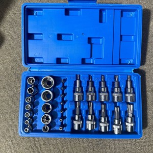 29Pc Socket Set 1/4 In Hex Drive <b>Torx</b> Chrome Plated Automotive Repair Tools - Product Image 1