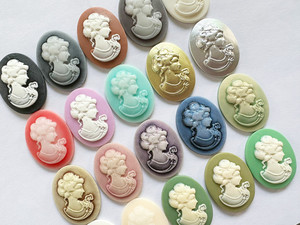 30mm x 40mm 21 màu sắc hình bầu dục flatback nhựa cứu trợ vẻ đẹp đầu Cameo Cabochon quyến rũ, phù hợp với cơ sở thiết lập khay <span class=keywords><strong>bezel</strong></span>, DIY trang sức phụ kiện - Product Image 4