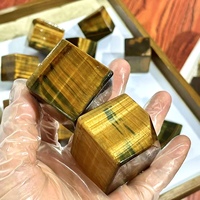 Prix d'usine – Pierre naturelle œil de tigre jaune sculptée à la main en forme de cube, idéale pour la méditation, la décoration de fêtes et comme cadeau