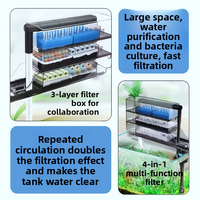 Filtre suspendu pour aquarium, boîte de filtration à 3 couches, sortie d'eau par pulvérisation, anti-débordement, chambre à médias biologiques, conception facile à nettoyer