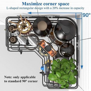 Iron Bathroom Shelf <b>Wall</b> Mounted Corner Storage Rack For Bathroom Vanity No Drilling Required Durable Rectangle Design - Product Image 4