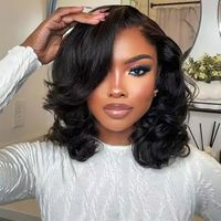 Perruques Courtes Bob Ondulées Pas Chères en Cheveux Humains, Perruque Lace Front Transparente en Cheveux Brésiliens Bruts, Perruque Frontale HD Sans Colle pour Femmes