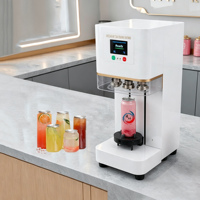 Machine de scellage commerciale entièrement automatique non rotative pour canettes et gobelets, idéale pour le thé au lait, le café, l'eau pétillante et les boissons alcoolisées
