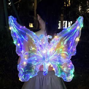 Hot Sale Eco-Friendly Led Glowing Colorful Transparent Foil <b>Butterfly</b> Wings Balloon <b>Decoration</b> Easter Birthday Adult Toys - Product Image 1
