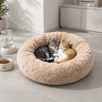Maschinenwaschbares Rundes Donut-Haustierbett Abnehmbarer Bezug Ultra Weiches Langhaariges Flauschiges Katzen- und Hundebett Zottelige Haustier-Sofamatte Großhandel