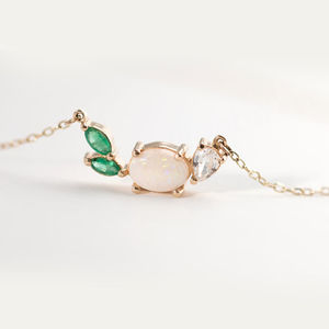 Collier chaîne en argent sterling 925 avec opale blanche et zircone cubique, élégant et romantique pour femmes - Product Image 3