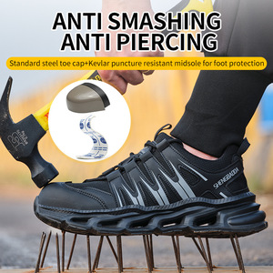 Safety Shoes Steel Toe Cap Black Men Low Top Puncture Impact Protection Construction Industry EVA Sole Lightweight Breathable - Product Image 2