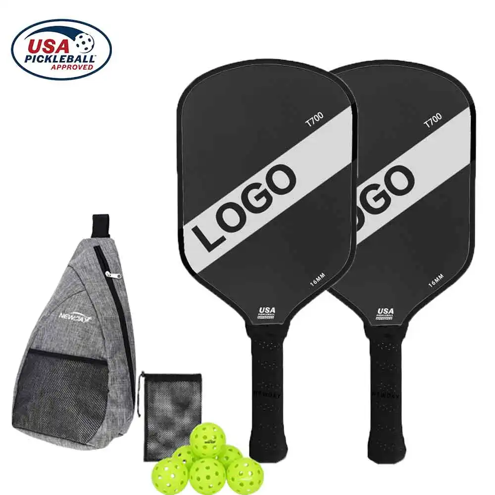Venta al por mayor de tenis termoformado personalizado Usapa aprobado T700 fibra de carbono cruda Pickle Ball Set Pickleball Paddle