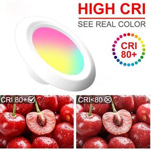 Đèn <span class=keywords><strong>downlight</strong></span> <span class=keywords><strong>LED</strong></span> thông minh Tuya Smart tích hợp Bluetooth, RGBWC, điều chỉnh độ sáng, chất liệu PA+AL, lắp trần, dùng cho phòng ngủ/phòng khách, điều khiển từ xa, đạt chứng nhận. - Product Image 4