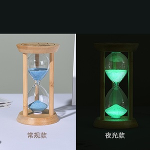 Chất lượng cao sáng tạo bằng gỗ mini Kính dạ quang đồng hồ cát đồ trang trí nhỏ đồng hồ cát hẹn giờ - Product Image 4
