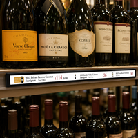 Affichage numérique sur le bord des rayonnages, écran LCD étiré, écran publicitaire ultra large pour magasin de vin, supermarché