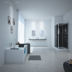 Vasca da bagno bianca ad angolo per due persone con idromassaggio idromassaggio Freestanding per adulti per uso appartamento - Product Image 4