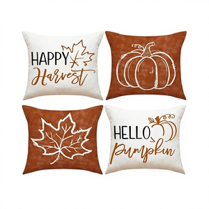 Juego de Fundas de Almohada de Lino para Otoño, con Estampado de Hojas de Arce y Calabazas, para Sofá, Silla, Decoración de Sala de Estar - Product Image 4