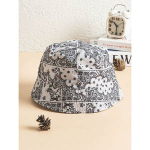 Cappello a secchiello a Bi-lato con tessuto a righe di lusso a righe tessuto a tesa larga con Logo fiocchi ricamati 3D cappello a secchiello piatto - Product Image 1