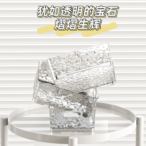 Glacier Patterned Desktop <b>Storage</b> Box <b>Square</b> Transparent Silver Handle Cosmetic Kitchen Household Organizer - Product Image 5